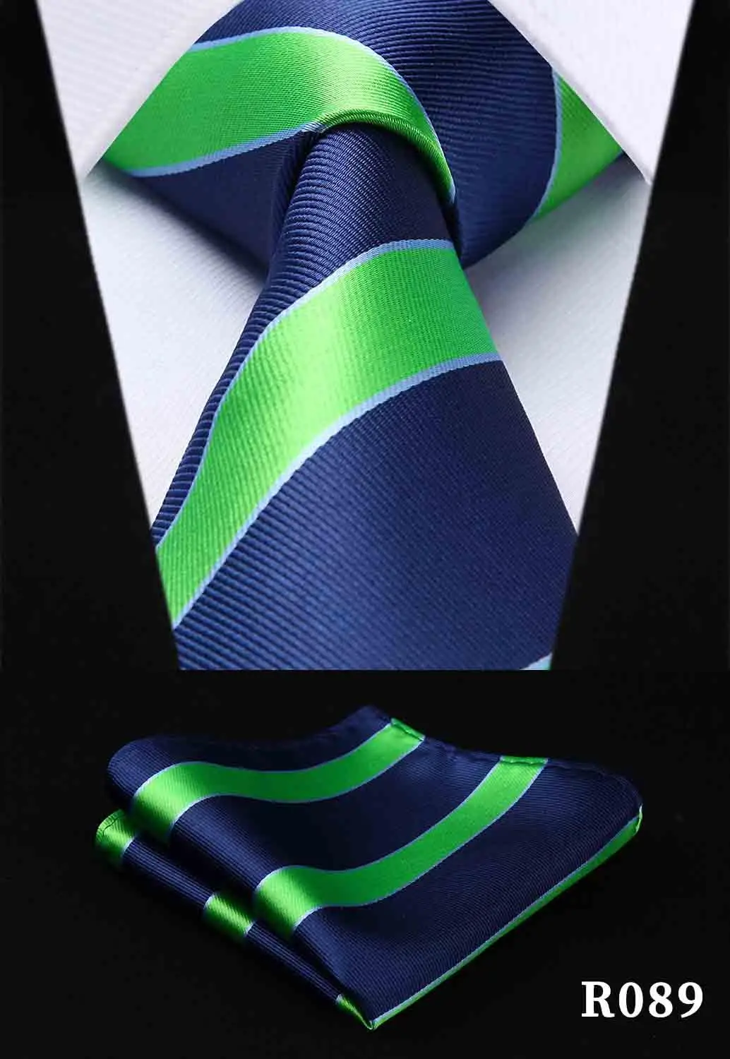 Мужской галстук, карманный квадратный набор, классические, вечерние, свадебные, модные, в полоску, 8,5 см, Шелковый тканый Мужской подарочный платок, набор R07 - Цвет: R089