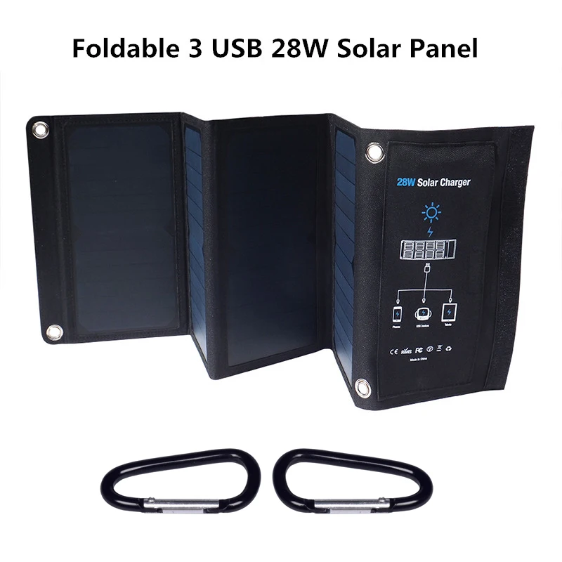 

Foldable 3 USB 5V 28W Solar Panel For Mobile Phone Tablet PC Solar Battery with Fast Charging Smart Solar Charger