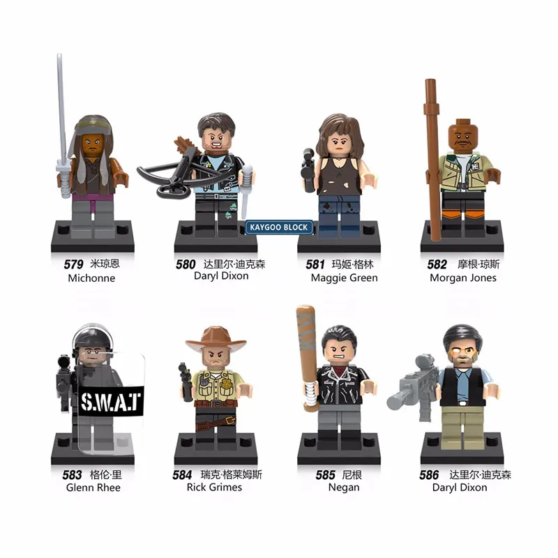 

8pcs Walking Dead Legoingly Figure Set Rick Grimes Negan Daryl Dixon Morgan Maggie Green Building Blocks Zombie Models Toys