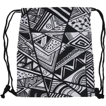 

Lovely 3D Printed Unisex Backpacks bags Drawstring Rucksacks big Capacity Schoolbag for Young men & Women(Black and White Geom