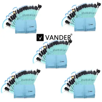 

Vander 5x 32pcs/set Lots Makeup Set Powder Foundation Eyeshadow Eyeliner Cosmetic Brushes Kit Blending Pencil Kabuki Bag Blue