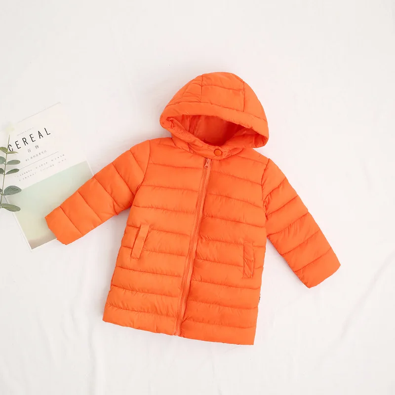 Г. Новая осенне-зимняя детская Легкая стеганая куртка хлопковая длинная куртка в Корейском стиле для маленьких и средних девочек - Цвет: Orange