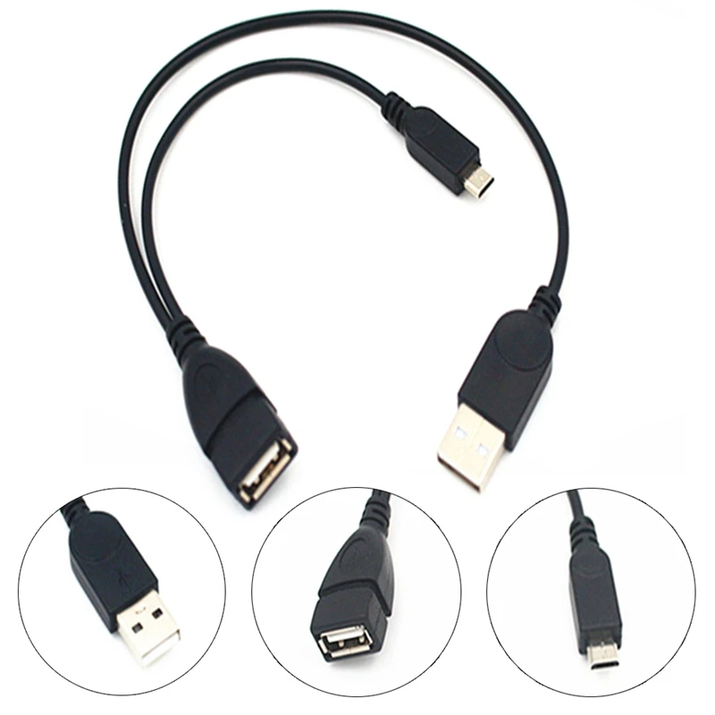 Micro USB 2,0 5-контактный кабель хоста OTG адаптер с USB Мощность для сотового телефона подставки для мобильных телефонов и планшетов внешний U диск читателя кабель