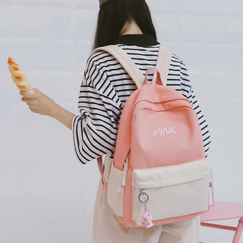 

Japanese Harajuku Cute women Backpack Words Pink School Backpacks For Teenage Girls Kawaii Laptop Blue Back Pack School Bag