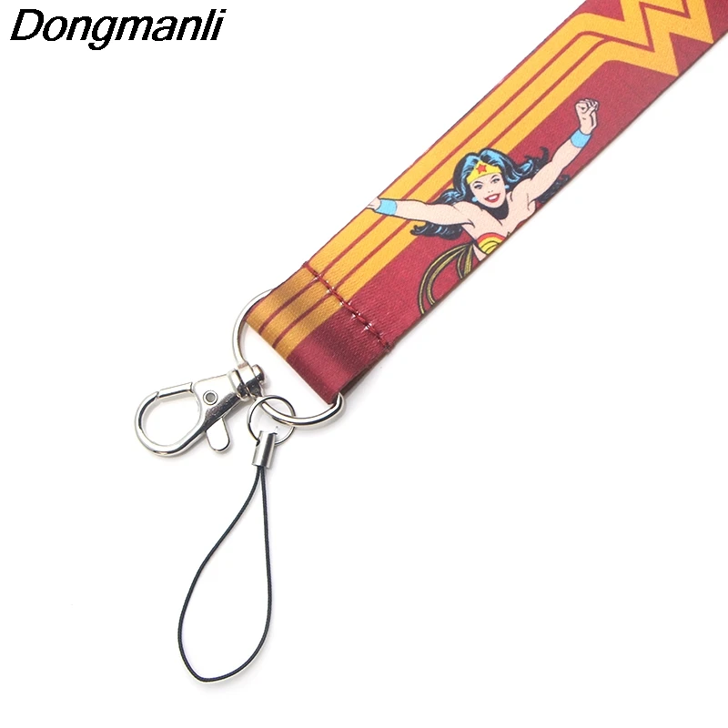 P3378 Dongmanli Wonder Woman брелок для ключей, держатель для Id значка, держатель для ID карты, для спортзала, для мобильного телефона, USB, держатель для значка, ключевой ремень