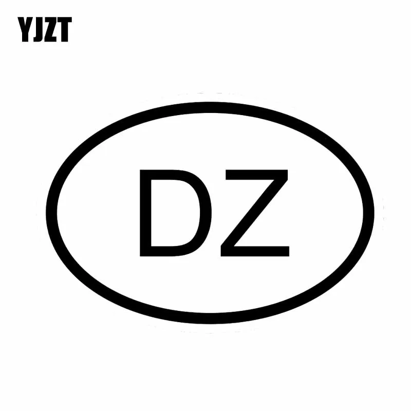 YJZT 13,5 см * 9,1 см, Алжир код страны Овальный виниловая наклейка стикер автомобиля Черный Серебристый C10-01414