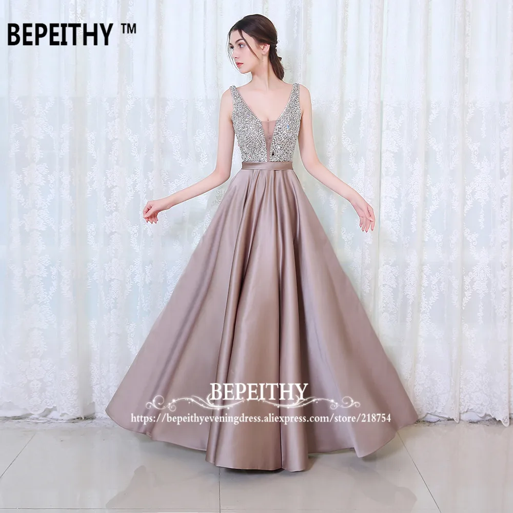 BEPEITHY v-образный вырез корсет с бисером открытая спина линия длинное вечернее платье для вечерние элегантное vestido de festa быстрая Доставка