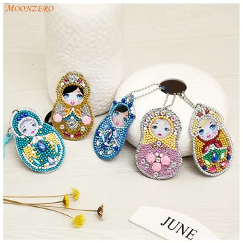 

New DIY Mini Pattern Fruit Pattern Embroidered Diamond Pendant Cartoon Girl Keychain Child Shaped Diamond Paint Sticker