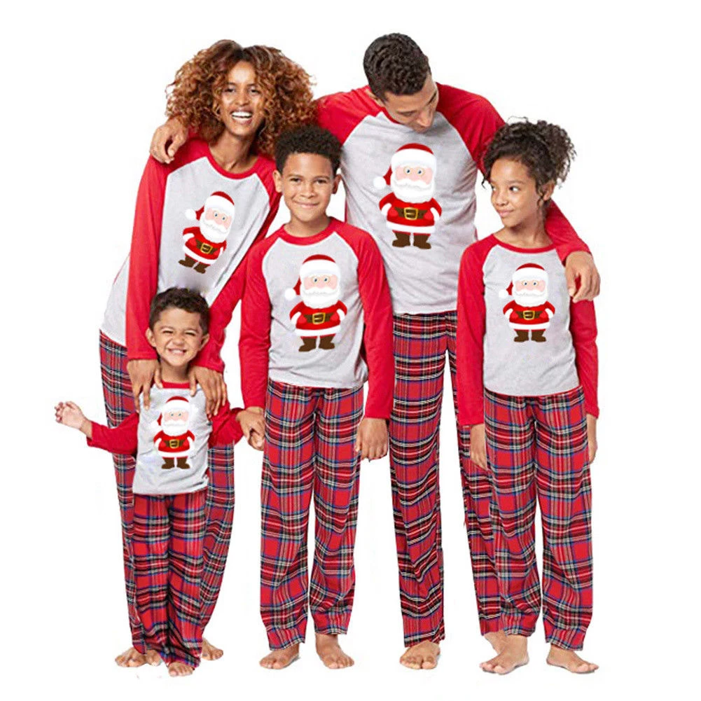 Комплект одинаковых рождественских пижам для всей семьи; Рождественская одежда для сна для женщин и мужчин; одежда для сна с изображением Санта-Клауса; футболка и штаны; леггинсы; одежда