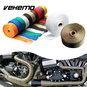

Vehemo 5M Titanium Thermal Exhaust Header Pipe Tape Heat Insulating Wrap Tape Fireproof Cloth Roll With Durable Steel Ties Kit