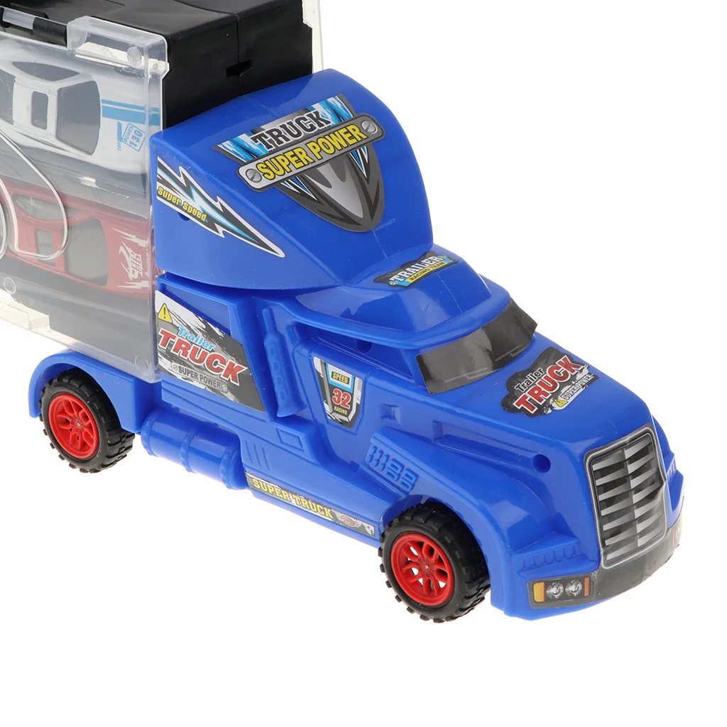 15 pieces/ set Trailer Carrier Container Truck Toy with 12 Mini Car & 2 Tracks Boys Kids Train & Car Vehicle Playset Racing Car
