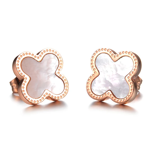 Aliexpress Ea101295 2017 Dainty Stainless Steel Four Ea101295 2017 Dainty Stainless Steel Four Leaf Clover Earrings Elaborate And Poy Earings