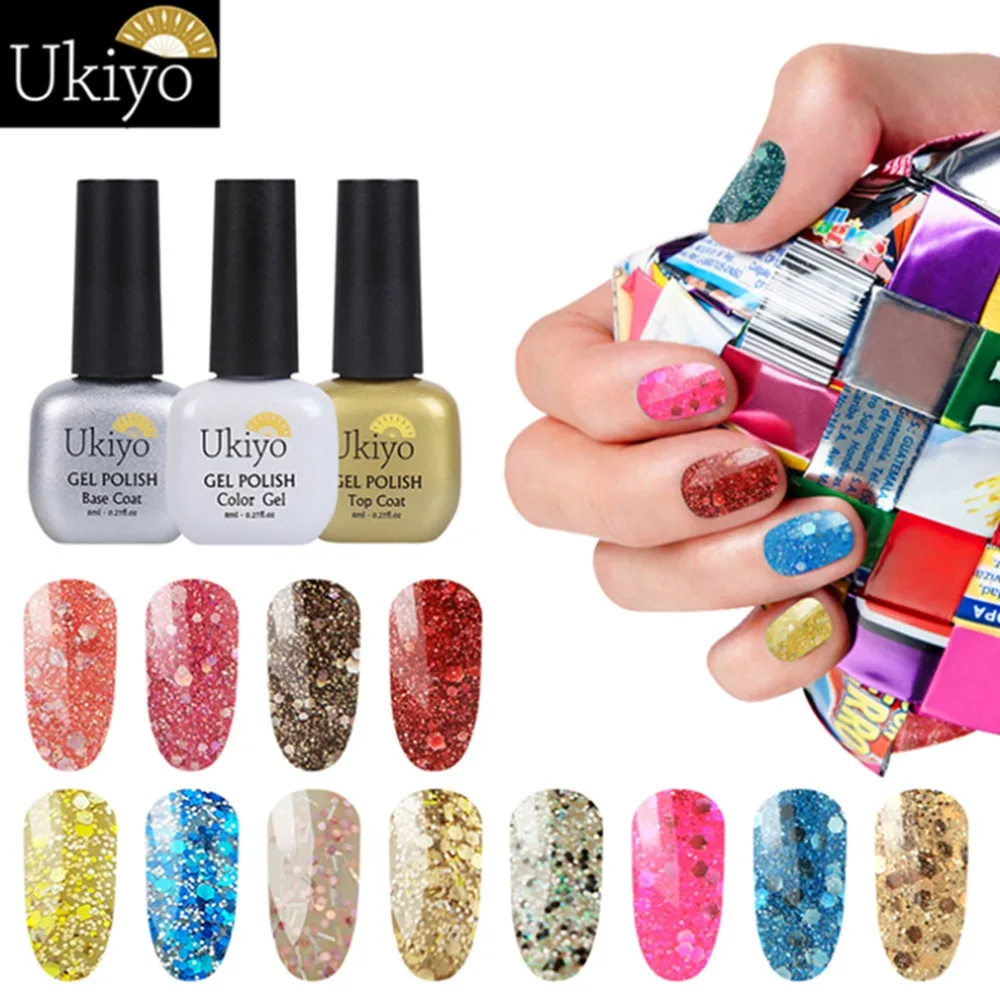 

Ukiyo 8ML Diamond Gel Polish Bling Color UV Gel Nail Polish Soak Off Glitter Hybrid Varnish Gelpolish Gellak Lucky Ink Shilak