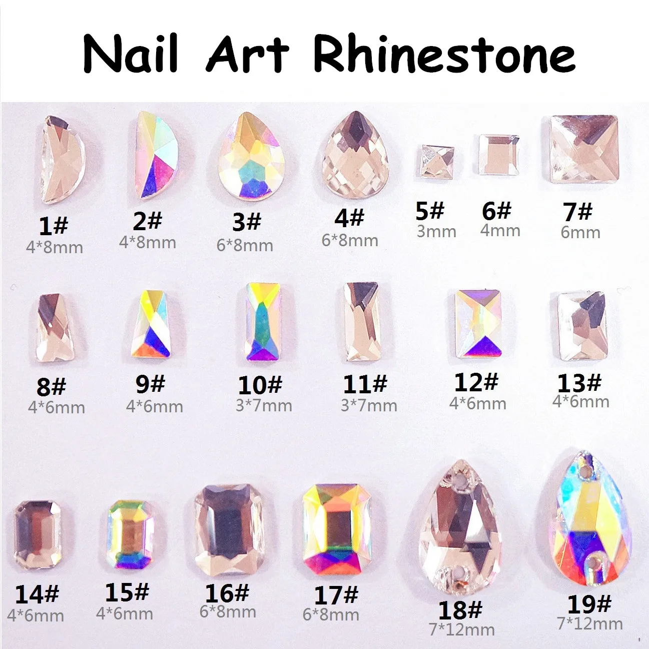 20pcs Nail Art Flat AB Rhinestone Flash Drill Jewelry DIY Manicure Irregular Symphony Decoration Nail Beauty Accessories