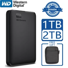 WD Elements – disque dur externe Portable USB 3.0, dispositif de stockage de grande capacité, capacité de 1 to, 2 to, pour ordinateur Portable, Original