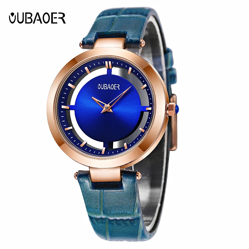 

Women Watches Brand Luxury Waterproof Wristwatch OUBAOER Ladies Watch Leather strap Analog Quartz Female Clock Relogio Feminino