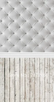 

5x7ft Vintage tufted cloth background and wooden floor backgrounds D-319