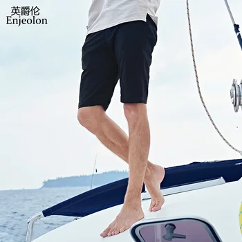 

Enjeolon brand Summer casual Shorts Men Nylon Sim solid base sage green shorts Available Knee length High Quality K6414
