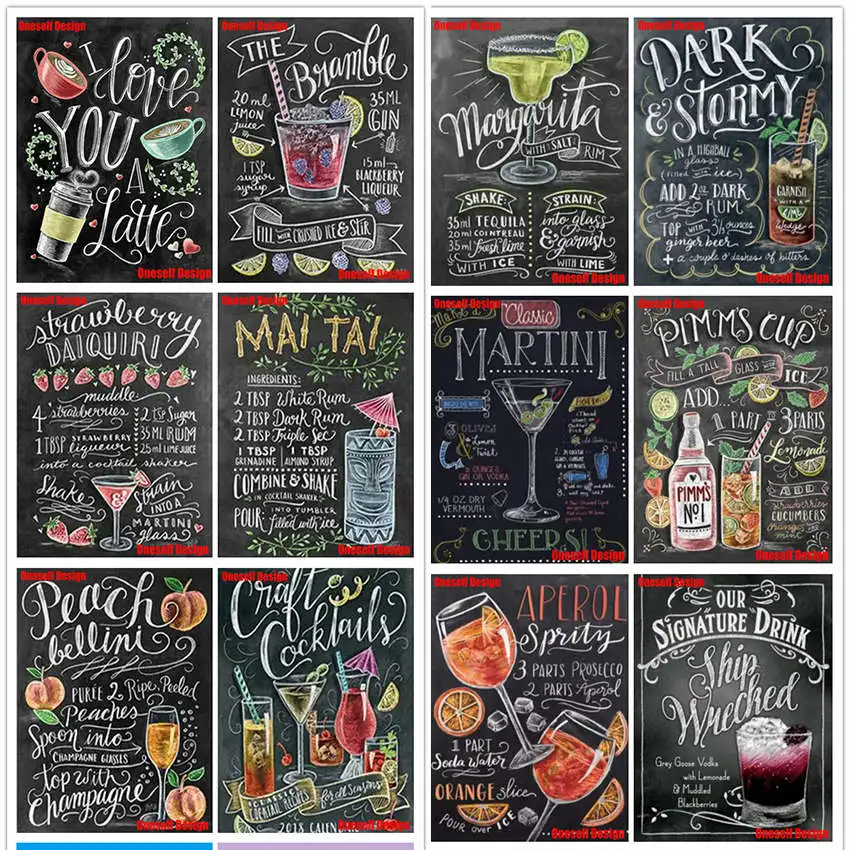

Diy Diamond Painting Full Square Black text Drink DIY Diamond Mosaic Flower 5D diamond embroidery Full Set diamond mosaic Sale