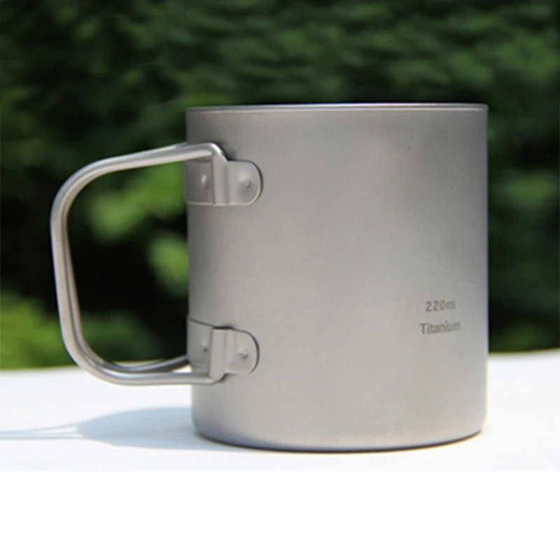 

Keith Titanium Double-wall Mug Camping Cup Non-toxic Bacteriostatic Function Water Cup Ti3351 220ml 83g