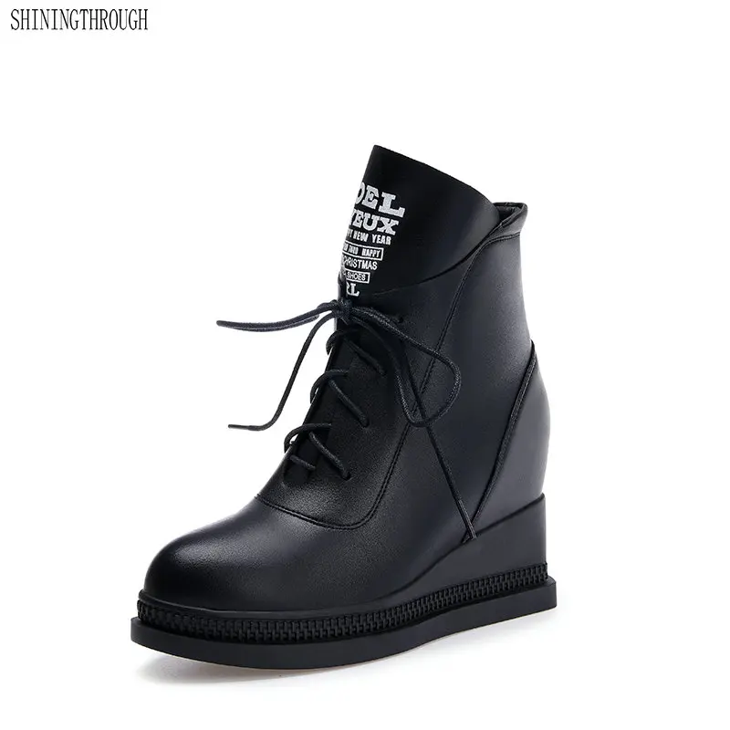 

SHININGTHROUGH 2018 New Fashion sexy women's ankle boots high heels Punk platform Women autumn boots ladies shoes