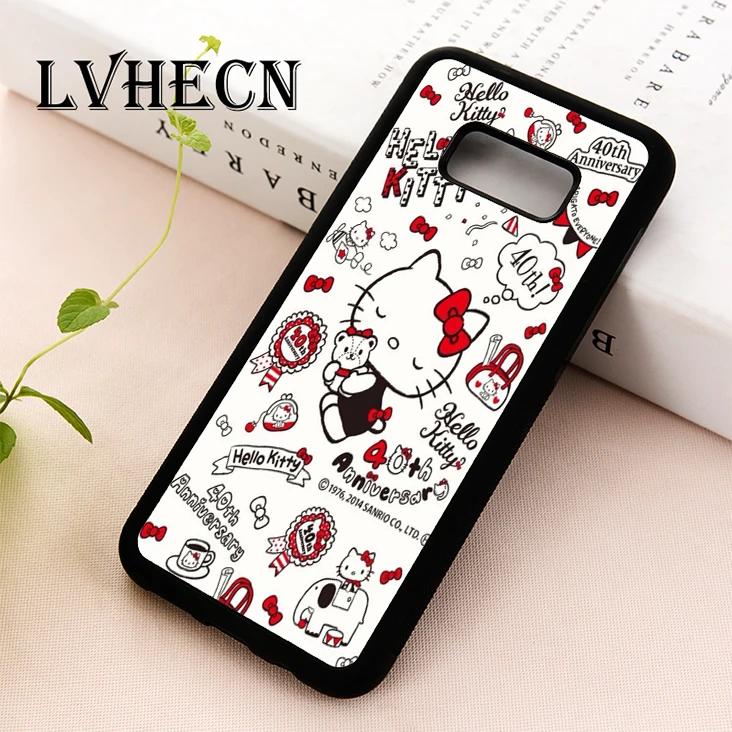 

LvheCn phone case cover for Samsung S5 S6 S7 S8 S9 S10 EDGE PLUS S10e lite Note 5 8 9 New cute colourful hello kitty kitten cats