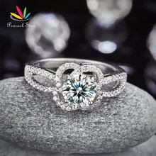 Pavo real Floral Estrella 925 Promesa de Compromiso Del Anillo de Bodas de Plata 1 Ct Creado Diamond Joyería CFR8251