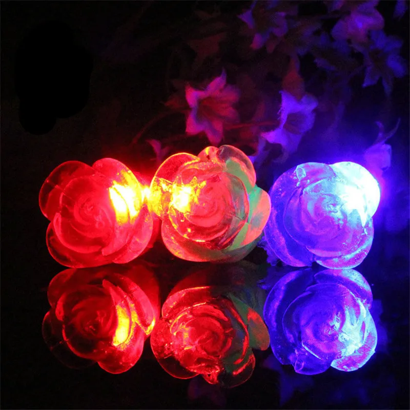 Fashion Led Dance 50pcs Rose Led Flashing Light Beauty Rings Battery