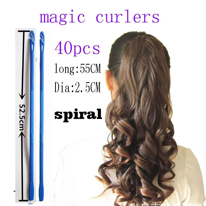 

hair Curlers Spiral Curls Styling Kit, 40 Hair Curlers and 2 Styling Hooks, for super long hair up to 55CM long