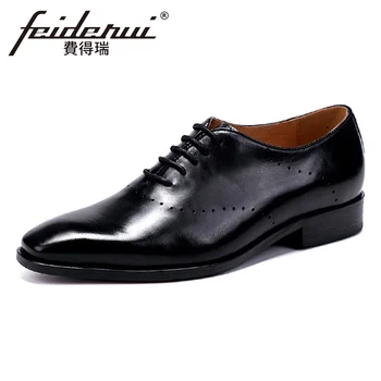 

Big Size 37-46 High Quality Genuine Leather Hand-Made Men's Wedding Oxfords Pointed Toe Man Formal Dress Brogue Shoes ASD80