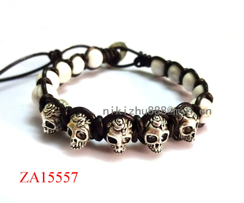 new products for 2015 Wholesale popular howlite bracelet skull