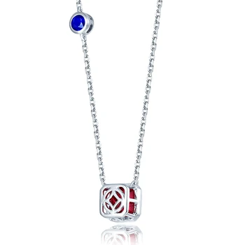 Solid 18K White Gold Natural Pink Tourmaline Pendant Necklace Sapphire Gem Including Chain Jewelry for Wife Christmas Gift 3