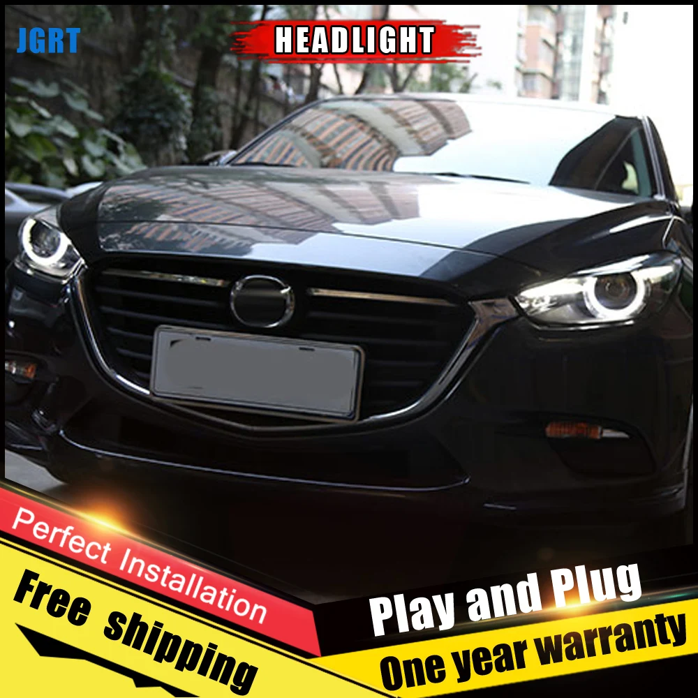 2 шт. автомобиль Стиль светодиодный фары для Mazda 3 Axela 2017 фара Объектив Двойной Луч