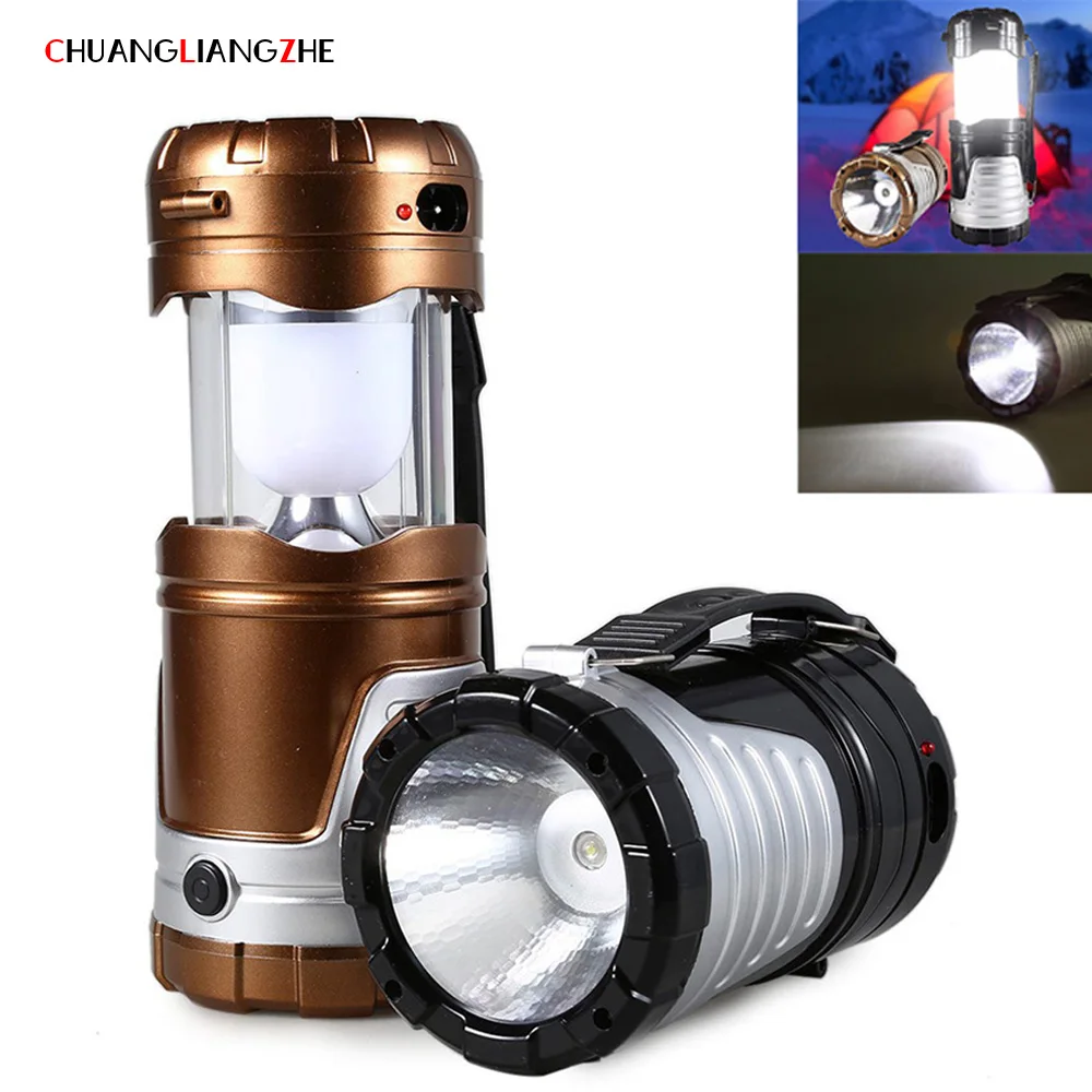 CHENGLIANGZHE Multifunctional portable lamp led camping light solar rechargeable flashlight
