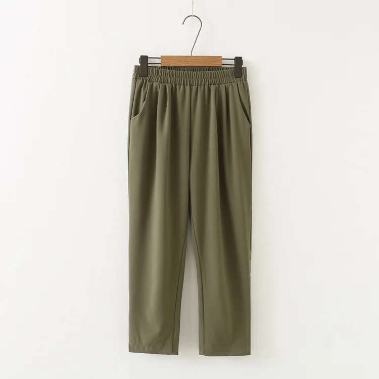 

High Waist Stretch Pants Women Summer Ankle-Length Pants Large size 3xl 4XL Casual Trouser Joggers Sweatpants Capri female