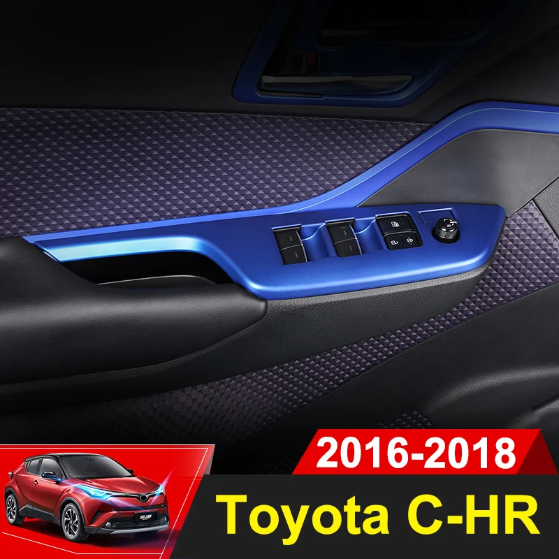 

Car Interior Door Armrest Panel Window Switch Lift Buttons Cover Trim Stickers for Toyota C-HR CHR 2016 2017 2018 2019 Accessory