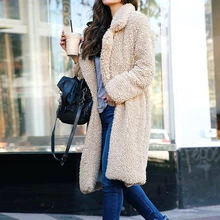 Naiveroo, утолщенное теплое меховое пальто с длинным рукавом, свободная Повседневная парка, куртка, верхняя одежда, зимнее женское длинное пальто из искусственного меха размера плюс 3X