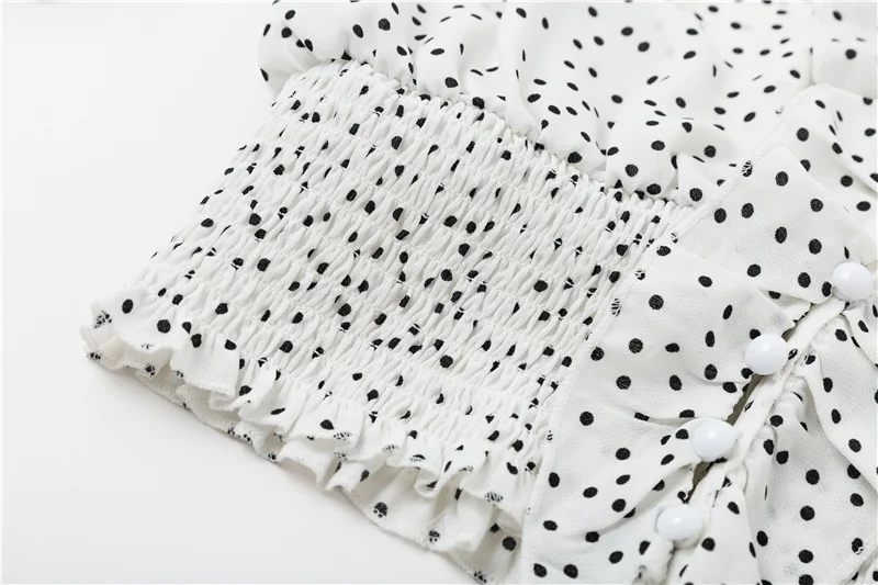 ShejoinSheenjoy Ruffles Chiffon Blouses Women Tops Polka Dot Print Autumn Ladies Shirts V Neck Lantern Sleeve Casual Shirt Top (9)