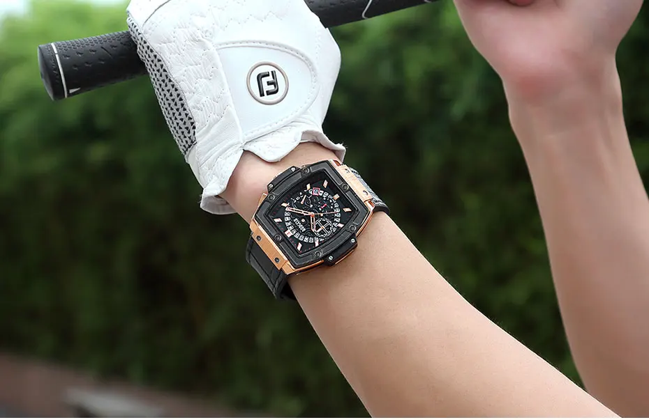 BAOGELA Для мужчин's спортивный хронограф кварцевые часы Мода кожаный ремешок 24-часовой Дисплей военные наручные часы для мужчин 1703 черный