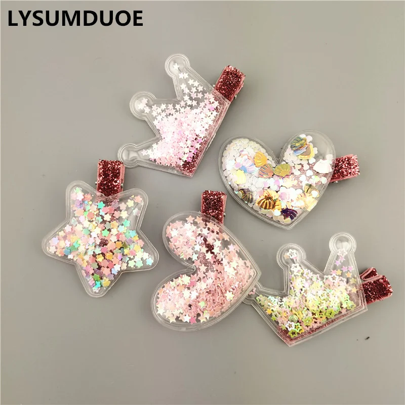 

Korean Hair Clip Transparent Sequins Filler Hairpin Cute Hair Accessories Flower Crown Star Headdress New Hair Clips for Girls