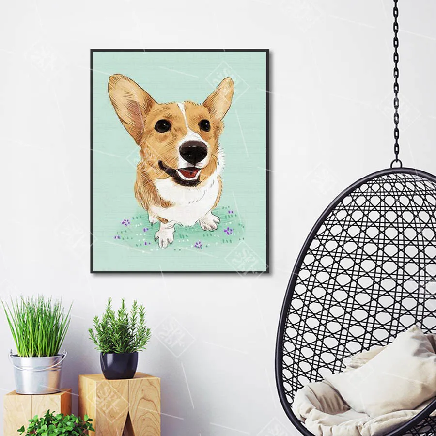 Cute Puppy Nordic Style Kids Room Decor Dog Animals Canvas Art Painting Hd Printed Wall Picture ...