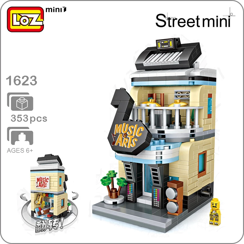 LOZ City Street Series 1623 музыкальное искусство магазин пианино 3D модель 353 шт DIY Мини блоки