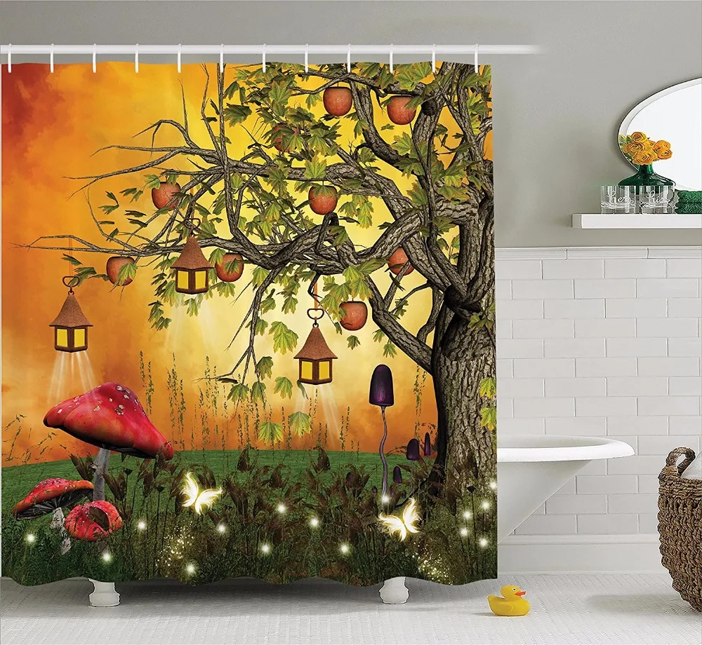 High Quality Arts Shower Curtains Wonderland Forest With Fairies