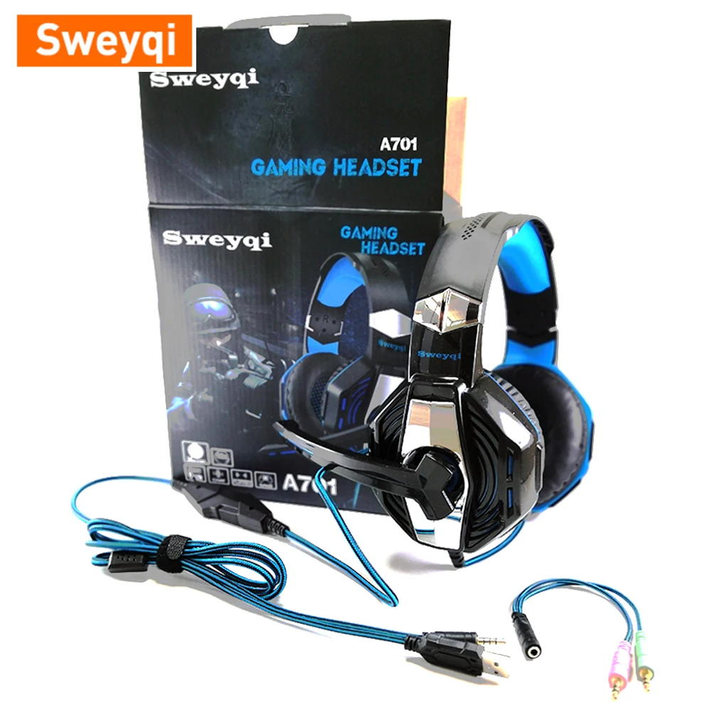 Gaming Headsets Big Headphones with Light Mic Stereo Earphones Deep Bass for New X BOX PC Computer Gamer Laptop PS4