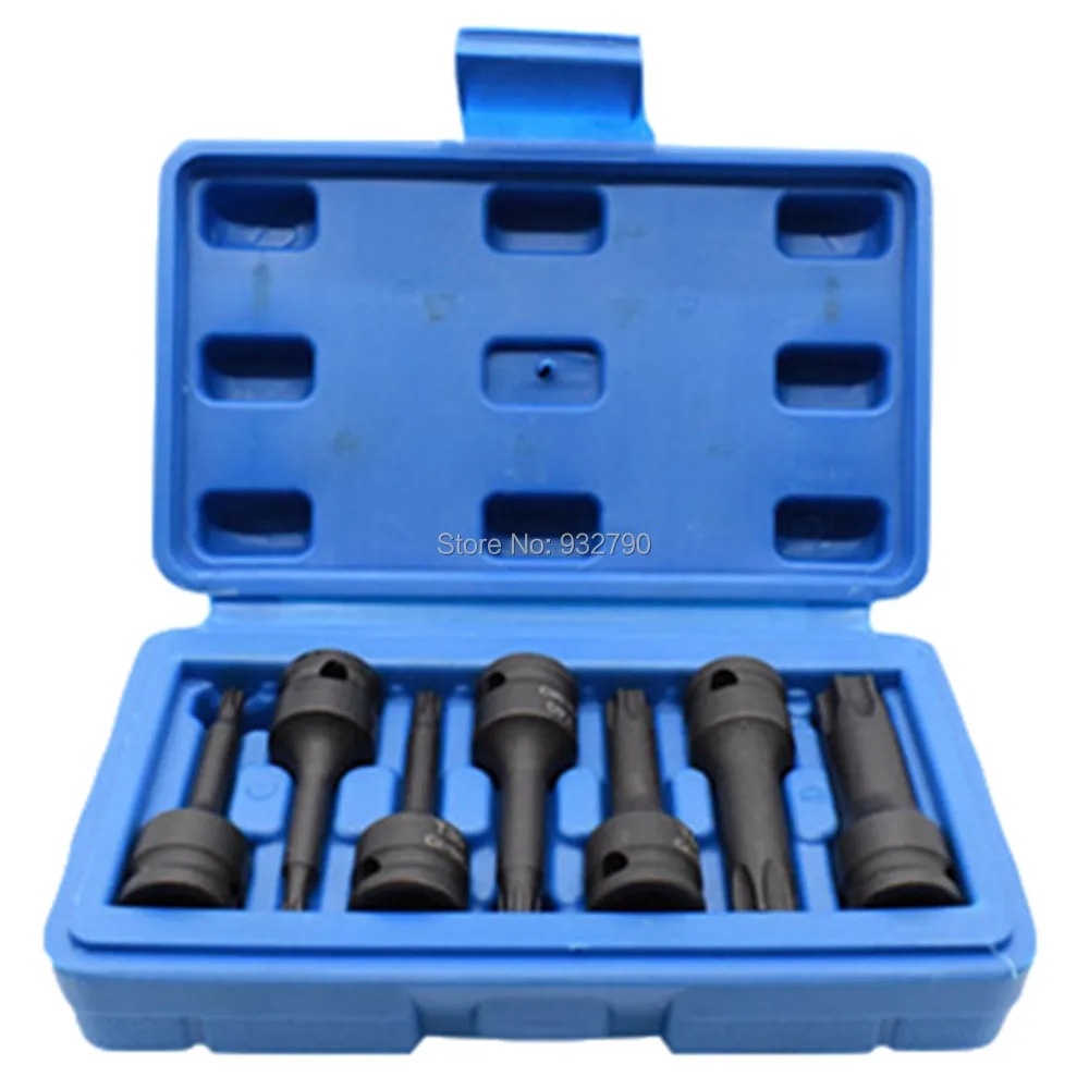 

7pcs 3/8" dr Impact Spline Bit Socket T20 T25 T30 T40 T50 T55 T60 for use with 3/8" Manual Wrenches Pneumatic Electric Wrenches