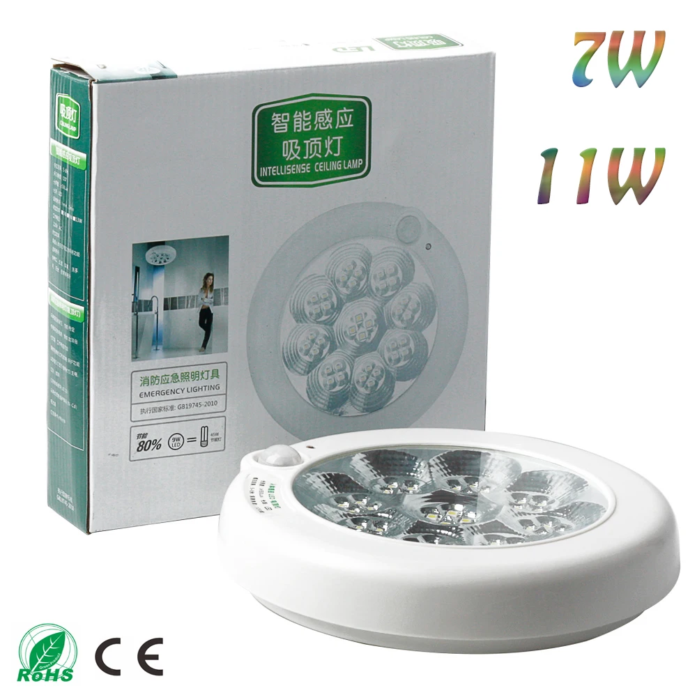 

7W/11W AC 85-265V White  LED Sound Induction Ceiling Light Lamp Lighting Corridor Fire Emergency Light For Indoor
