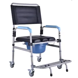15%, старшие горшок стул с четырьмя колесами подвижные алюминиевого сплава инвалидные коляски для старых MenPatients складной ToiletChair