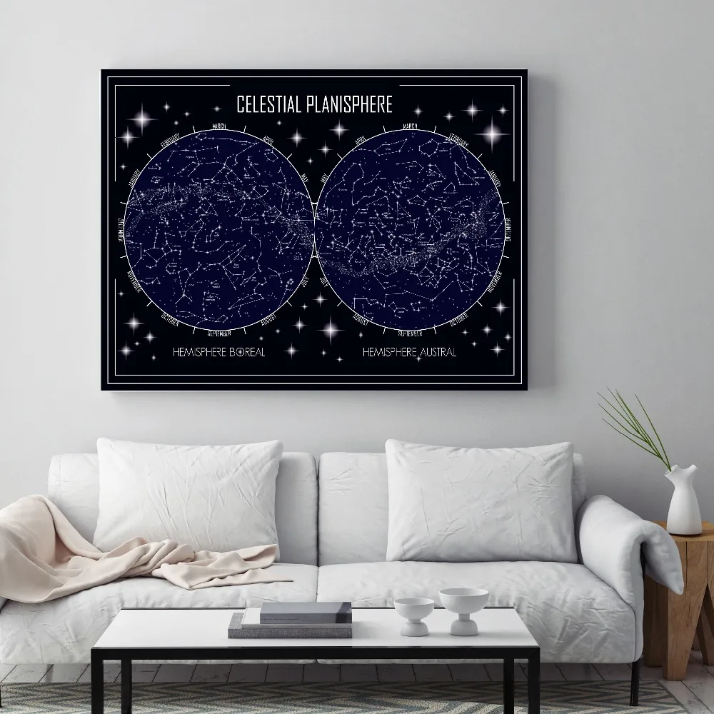 Звездная карта абстрактная небесная Планетарная настенная живопись на холсте скандинавский плакат и печать украшение дома картина для гостиной
