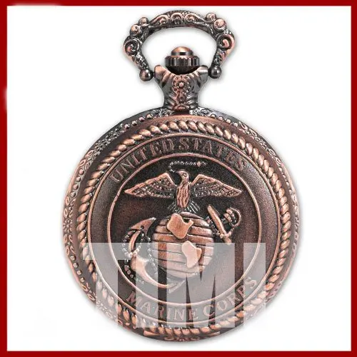 

New Vintage USA Marine Corps Emblem Copper Pocket Watch