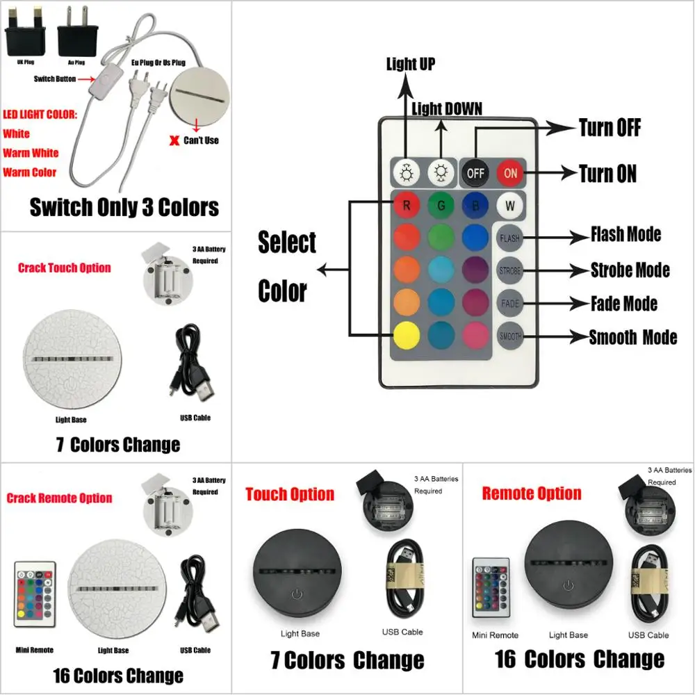  Hot Headphones Desk 3D Lamp Light Acrylic Plate LED Colorful USB Dry Battery Charging Black White B - 4000004864596
